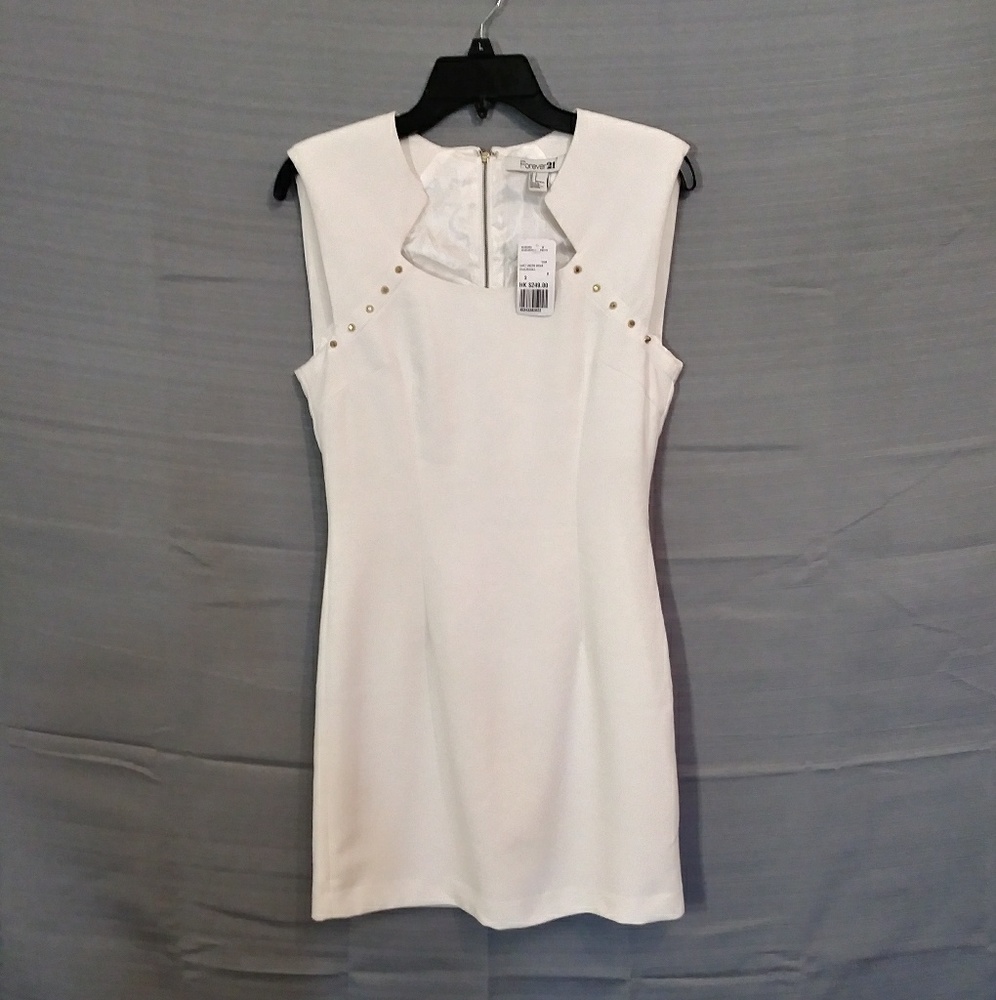 Forever 21 sleeveless dress cream/gold sz small